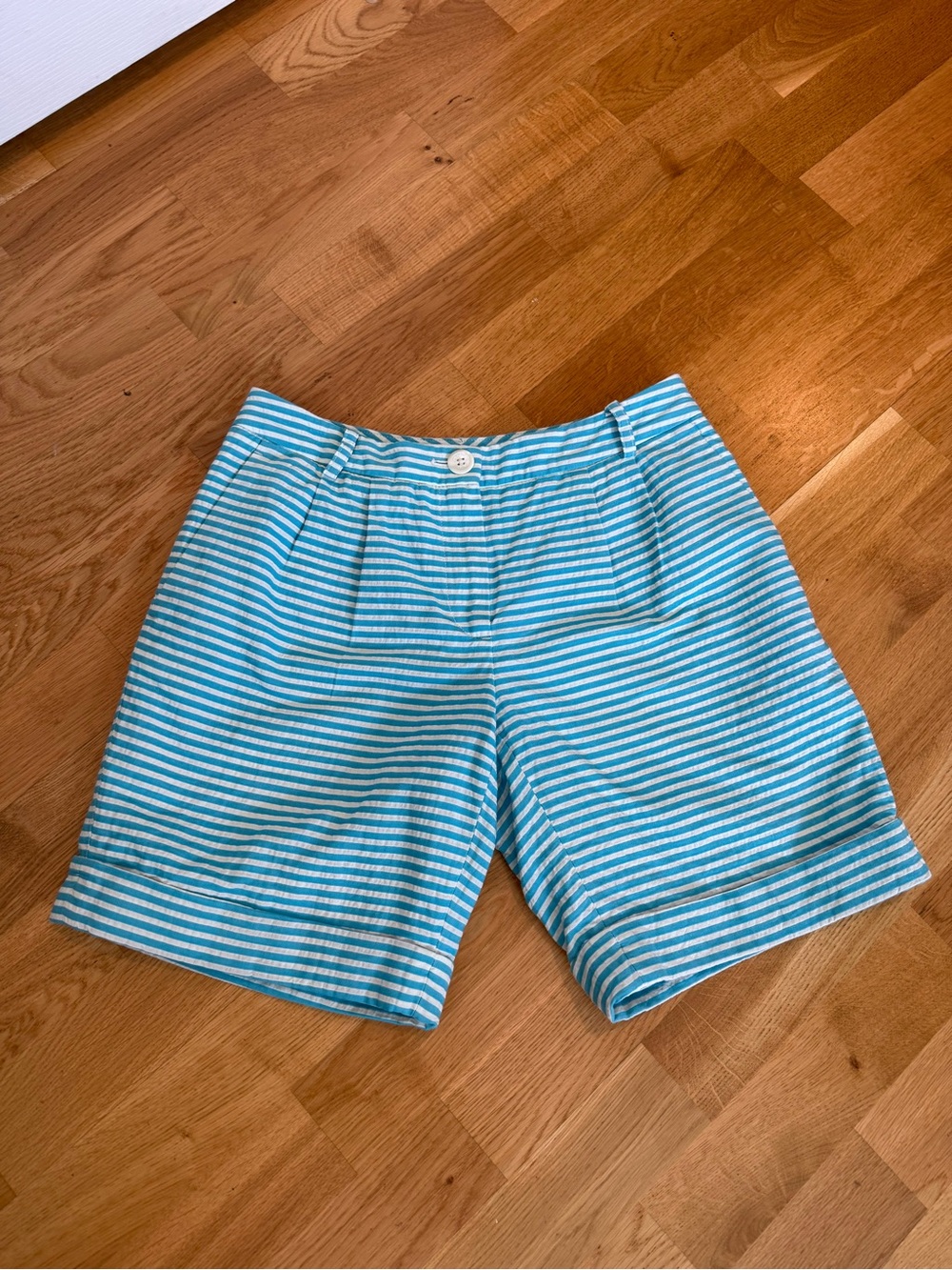 Brooks Brothers Teal & White Striped Bermuda Shorts